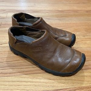 KEEN Men's Size 11 Dawson Brown Leather Soft Toe Slip On Work Shoe 1009390